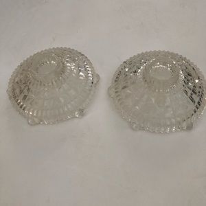 Antique Candle Holders Pressed Depression Glass